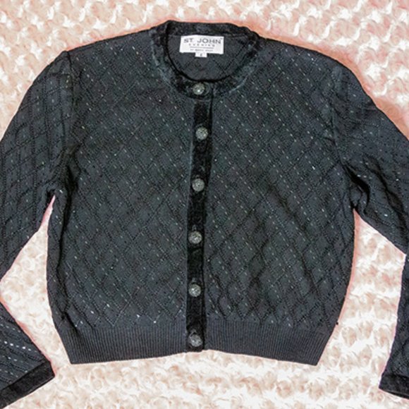 St. John Sweaters - Black Sparkle Dress Sweater